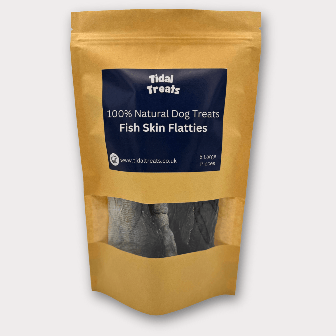 Long-lasting fish skin chews from Tidal Treats, perfect for all dog sizes and promoting overall health and wellness.